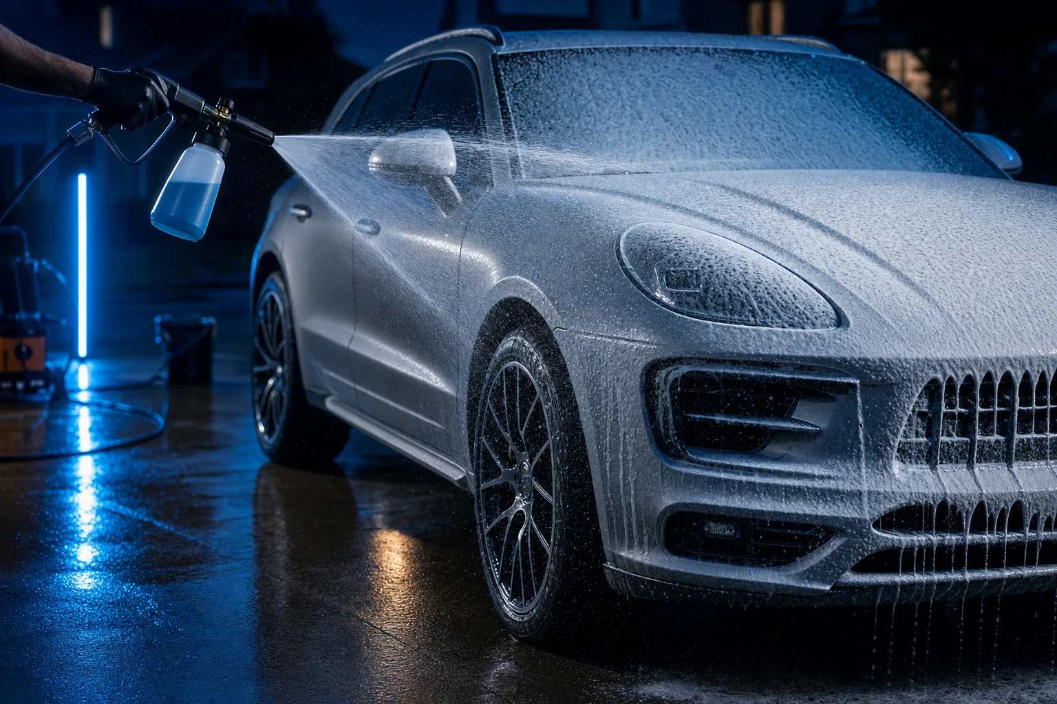 Generated placeholder of a foam wash on a performance car