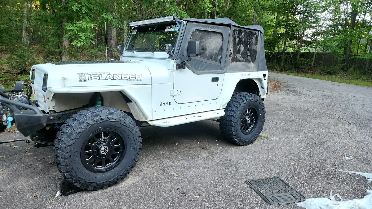 Jeep soft top during deep cleaning