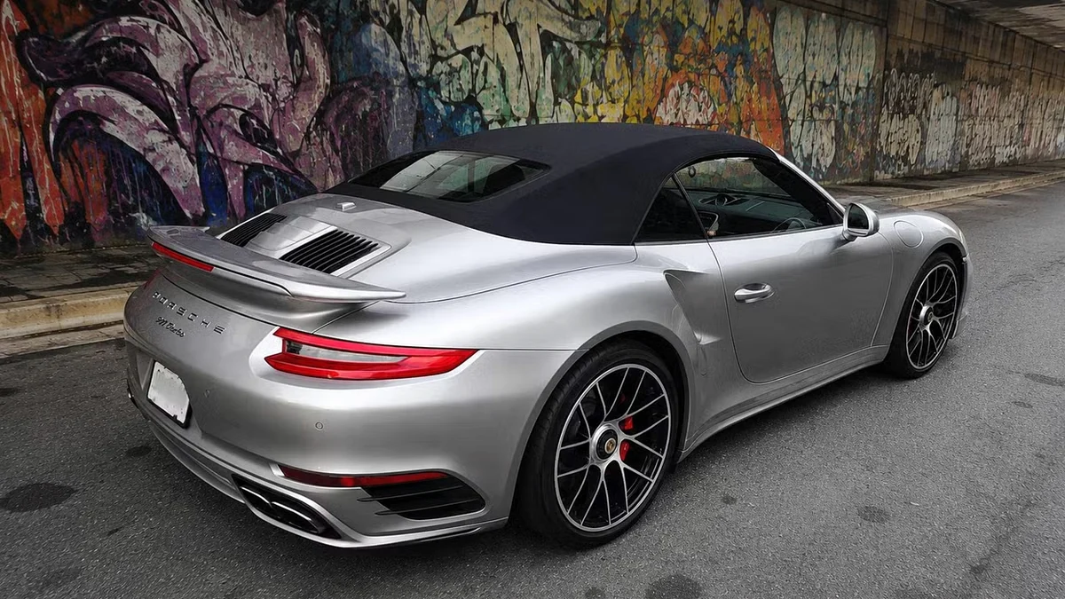 Clean silver Porsche after a mobile detail